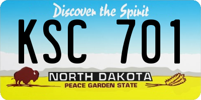ND license plate KSC701
