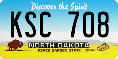 ND license plate KSC708