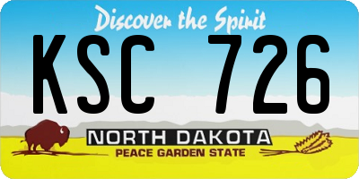 ND license plate KSC726