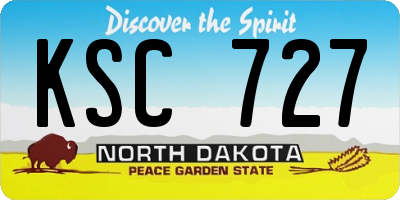 ND license plate KSC727