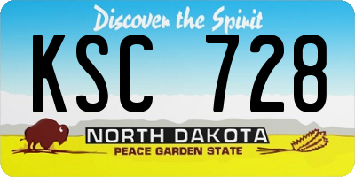 ND license plate KSC728