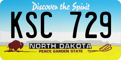 ND license plate KSC729