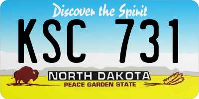 ND license plate KSC731