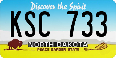 ND license plate KSC733