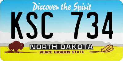 ND license plate KSC734