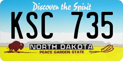 ND license plate KSC735