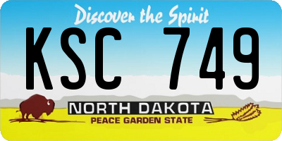 ND license plate KSC749