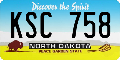 ND license plate KSC758