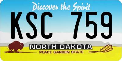 ND license plate KSC759