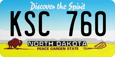 ND license plate KSC760