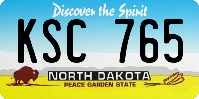 ND license plate KSC765