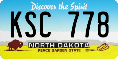 ND license plate KSC778
