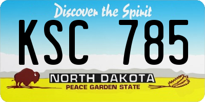 ND license plate KSC785