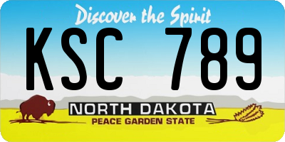 ND license plate KSC789
