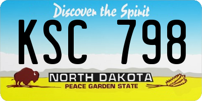 ND license plate KSC798