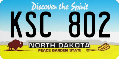 ND license plate KSC802