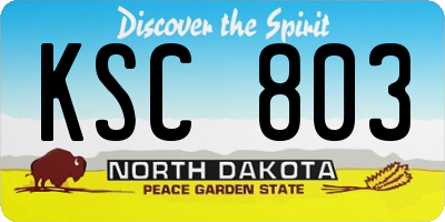 ND license plate KSC803