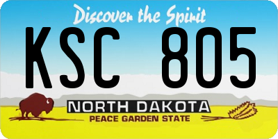 ND license plate KSC805