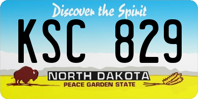 ND license plate KSC829