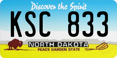 ND license plate KSC833