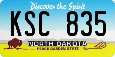 ND license plate KSC835