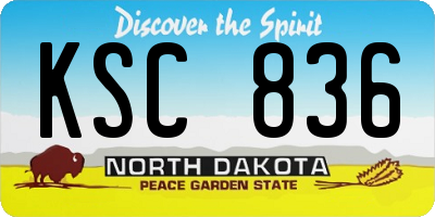 ND license plate KSC836