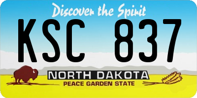 ND license plate KSC837