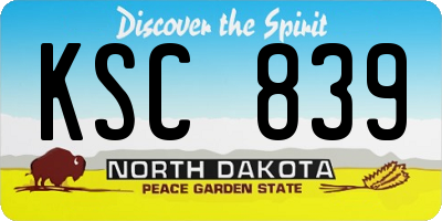 ND license plate KSC839