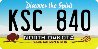 ND license plate KSC840