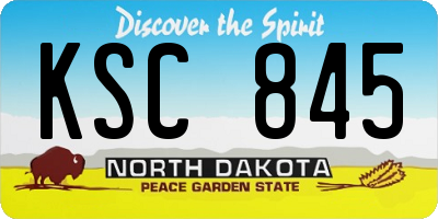 ND license plate KSC845