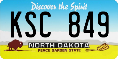 ND license plate KSC849