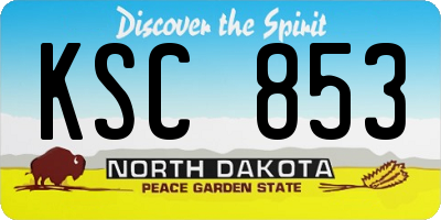 ND license plate KSC853