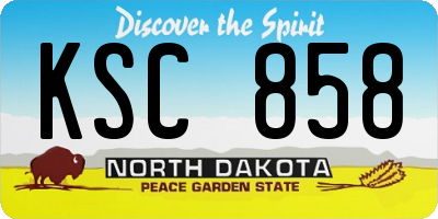 ND license plate KSC858