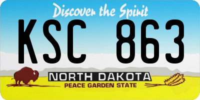 ND license plate KSC863