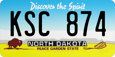 ND license plate KSC874