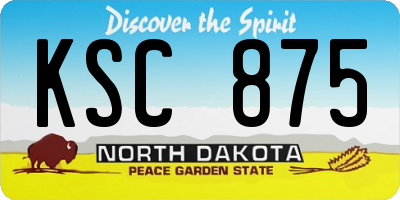 ND license plate KSC875