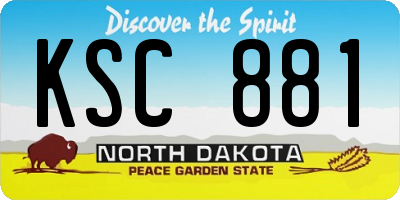 ND license plate KSC881