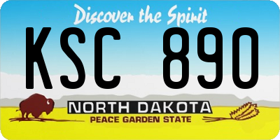 ND license plate KSC890