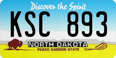 ND license plate KSC893