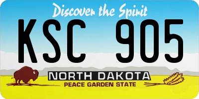 ND license plate KSC905