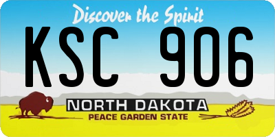 ND license plate KSC906