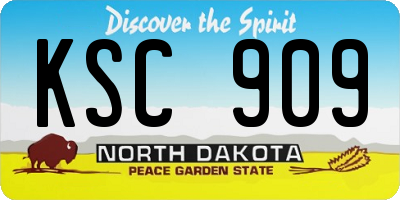 ND license plate KSC909
