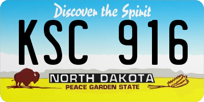 ND license plate KSC916
