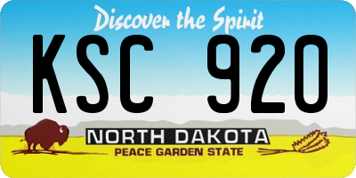 ND license plate KSC920