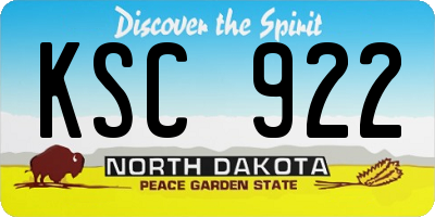 ND license plate KSC922