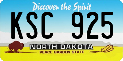 ND license plate KSC925