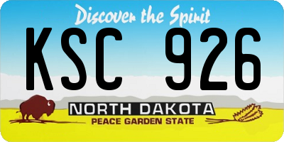 ND license plate KSC926