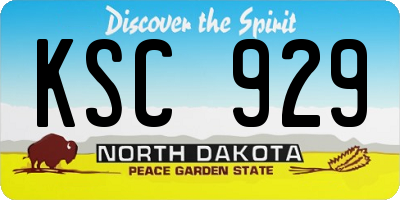 ND license plate KSC929