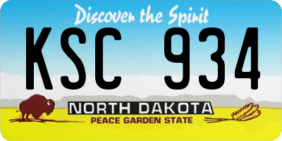 ND license plate KSC934