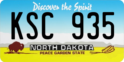 ND license plate KSC935
